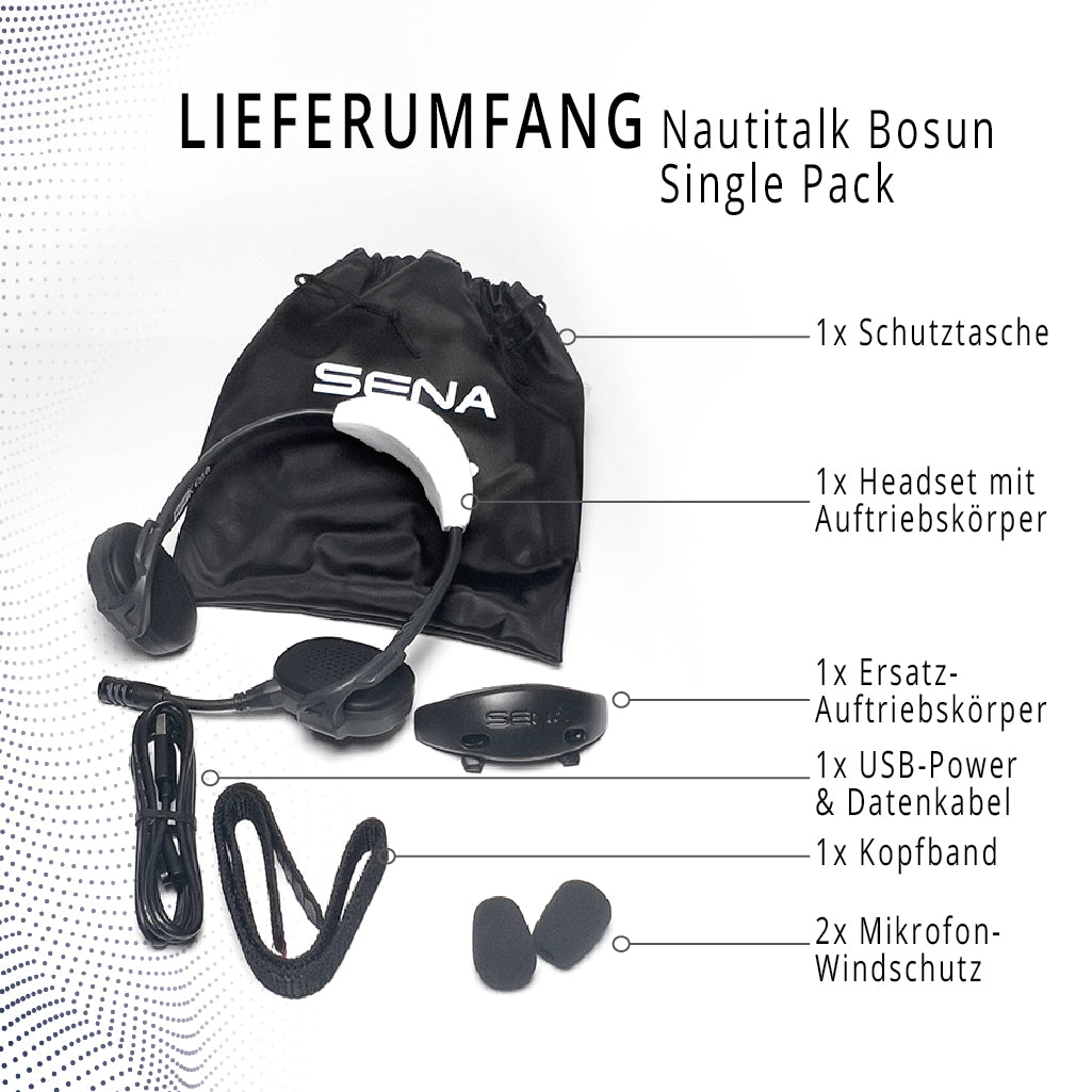 SENA Nautitalk Bosun Single Headset – wasserdichtes Kommunikations-Headset für Crews auf Yachten. Ideal für klare und zuverlässige Kommunikation an Bord