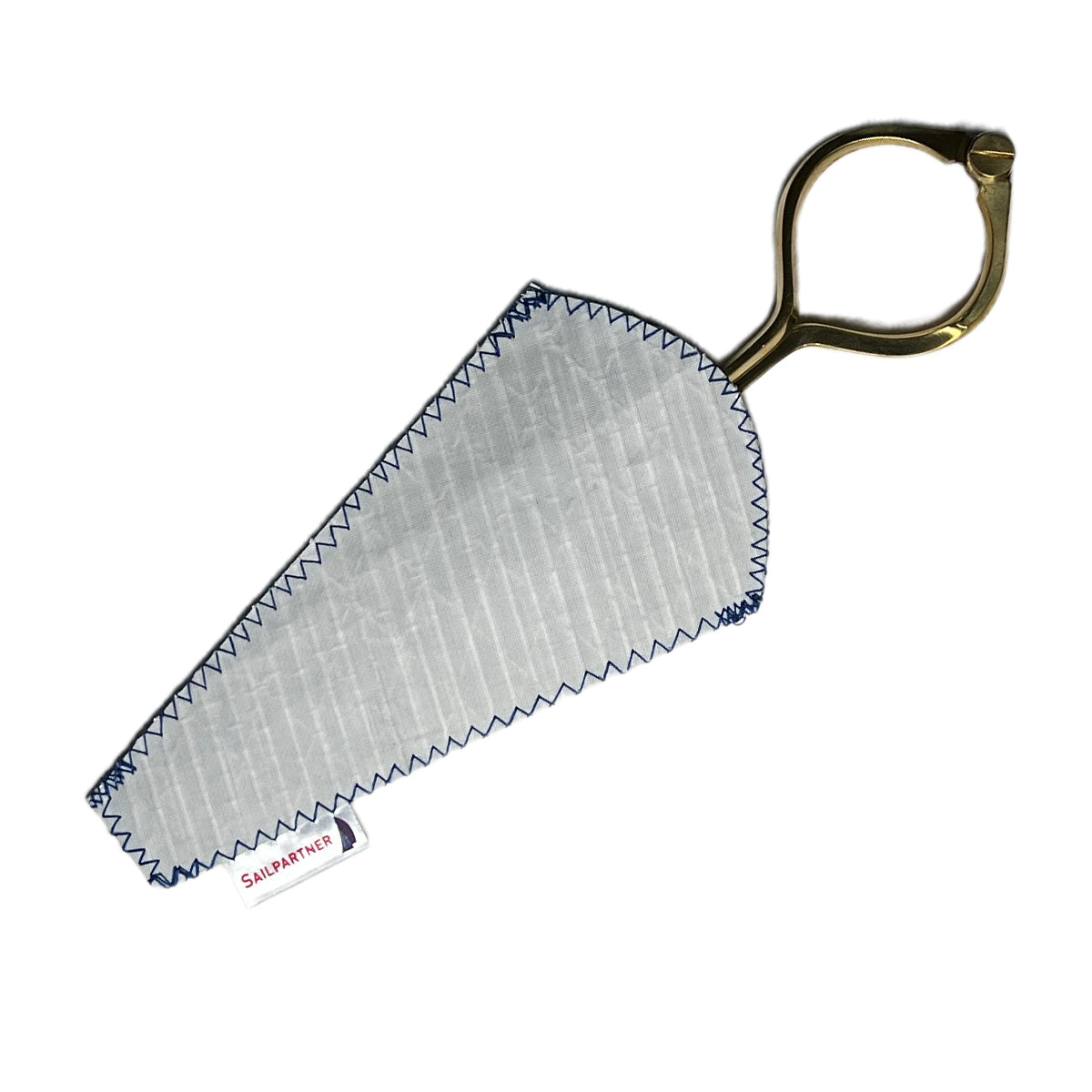 Einhandzirkel halb in der handgefertigten Segelstoffhülle, maritimes Zubehör von Sailpartner.