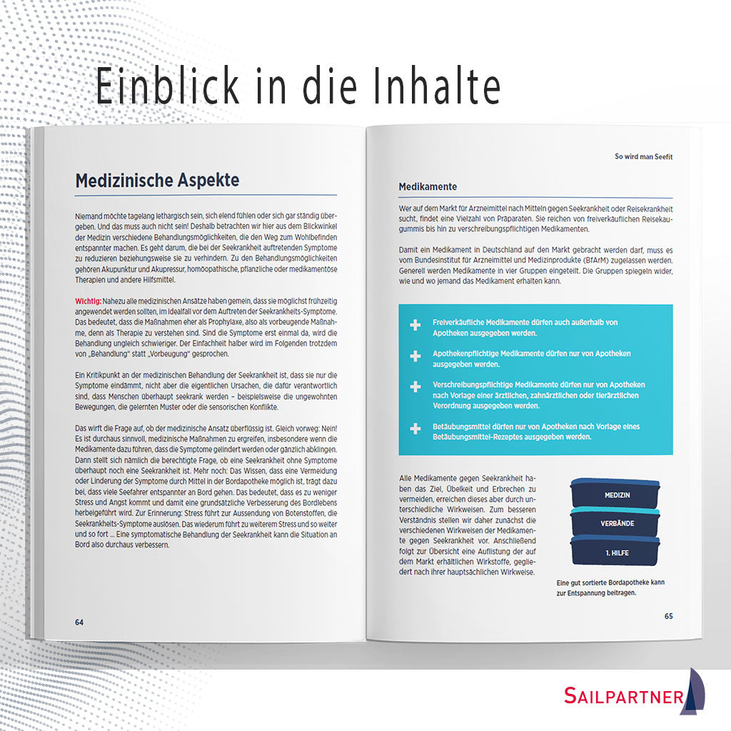 Medizinische Aspekte und Medikamente: Dr. Stefanie Kamke, bekannt von blauwasser.de, erklärt wichtige Wirkstoffe und die optimale Bordapotheke gegen Seekrankheit.