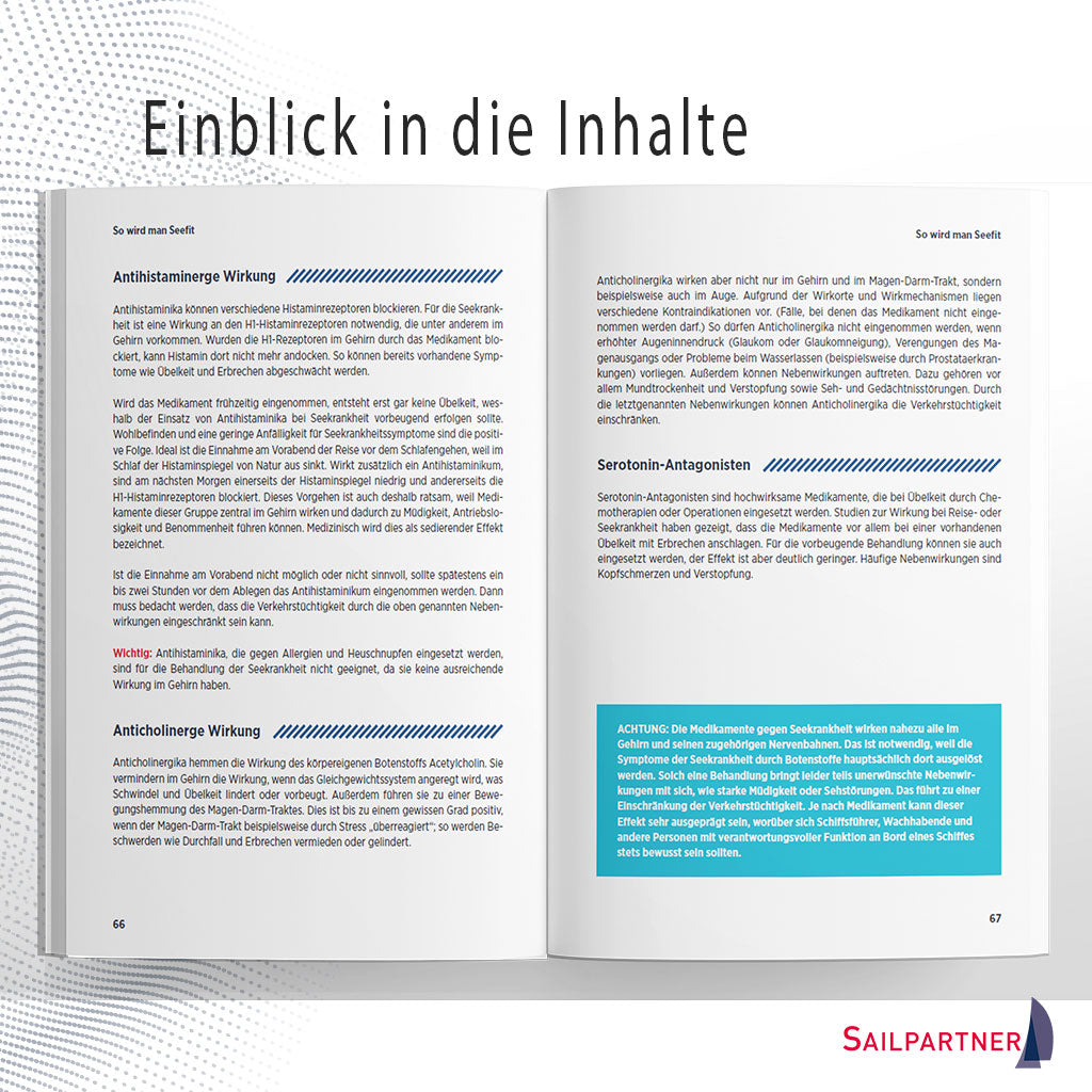 So wird man seefit: Dr. Stefanie Kamke, bekannt von blauwasser.de, erklärt die Wirkung von Medikamenten und deren Einsatz gegen Seekrankheit.