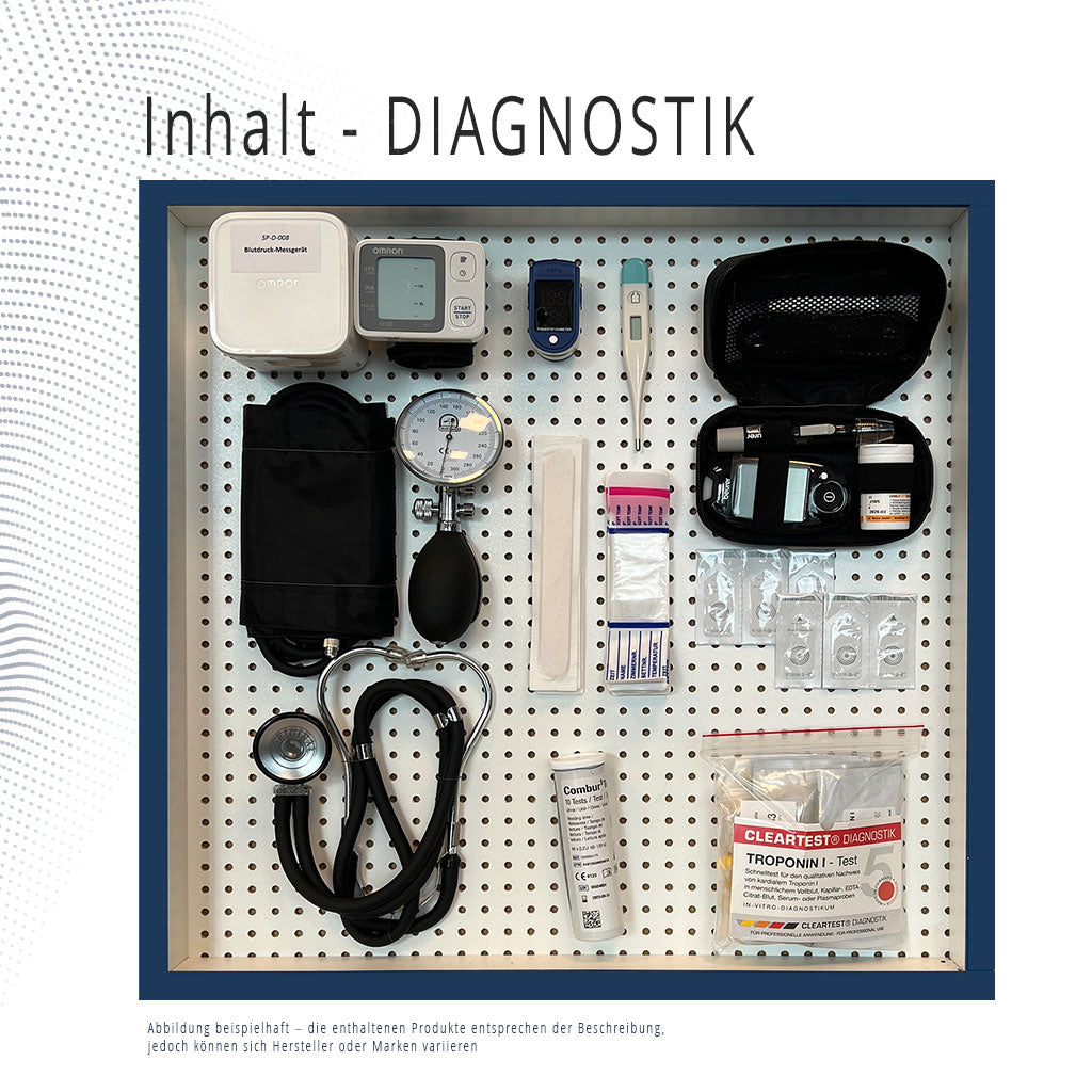 Modultasche Diagnostik – Diagnostik-Set aus der TransOcean Erste-Hilfe-Tasche mit Blutzuckermessgerät & Troponin-Test.