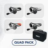 SENA Marine Nautitalk Bosun Quad-Pack mit Standard-Aufbewahrungsbox, schwimmfähige Headsets mit farbigen Markierungen für einfache Unterscheidung und klare Kommunikation.