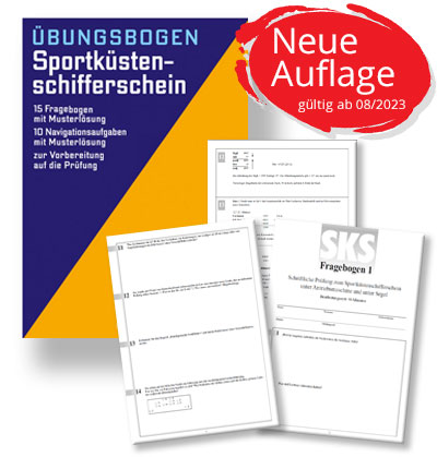 Diese Übungsbogen-Mappe hilft bei der Vorbereitung zur schriftlichen Prüfung für den Sportküstenschifferschein (SKS). Ein Segelausbildungs-Buch vom Delius Klasing Verlag 