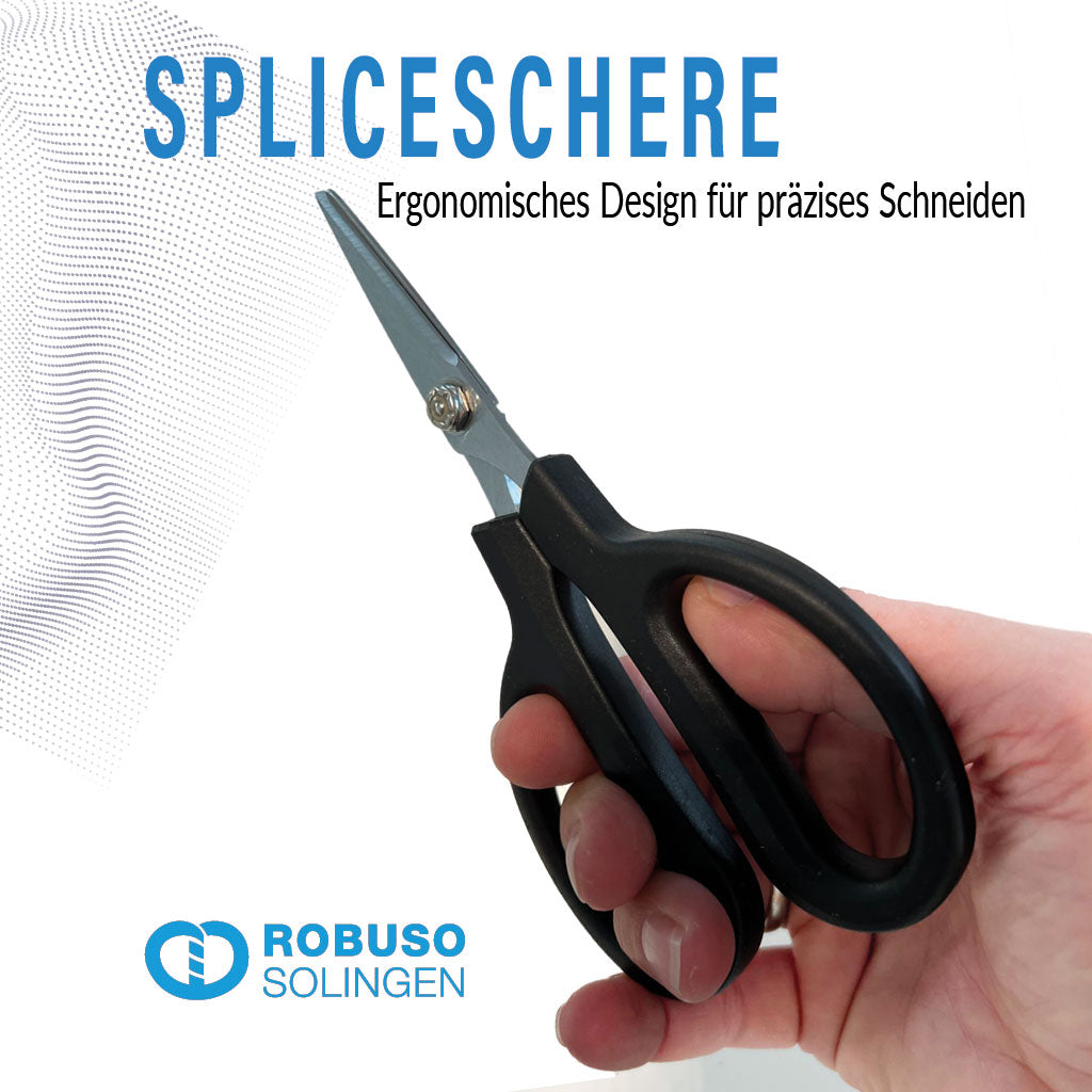 Handlich und ergonomisch: Spliceschere für komfortables Schneiden, ergonomisches Design für müheloses Spleißen von Stirotex und Aramid-Fasern, vergleichbar mit der D-Splicer Schere