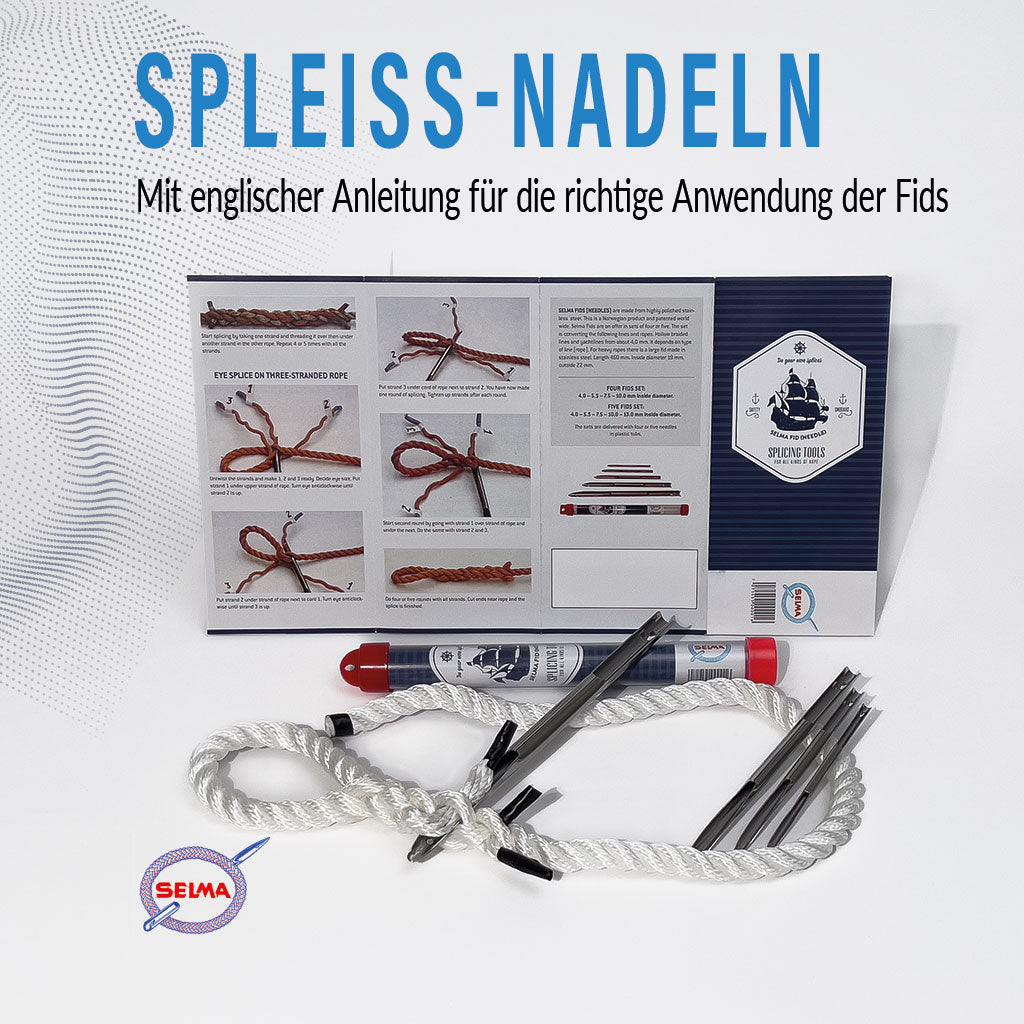 Selma Spleißnadel-Set mit Anleitung für 3-kardeliges Tauwerk, bietet mehr Detail und Präzision als die Anleitung von D-Splicer