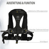 Rückansicht der Crewsaver Crewfit+ 180 Pro mit Schrittgurt und Taillenverstellung