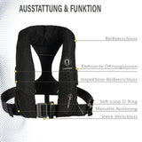 Details der Crewsaver Crewfit+ 180 Pro mit Soft-Loop D-Ring und Inspektions-Reißverschluss