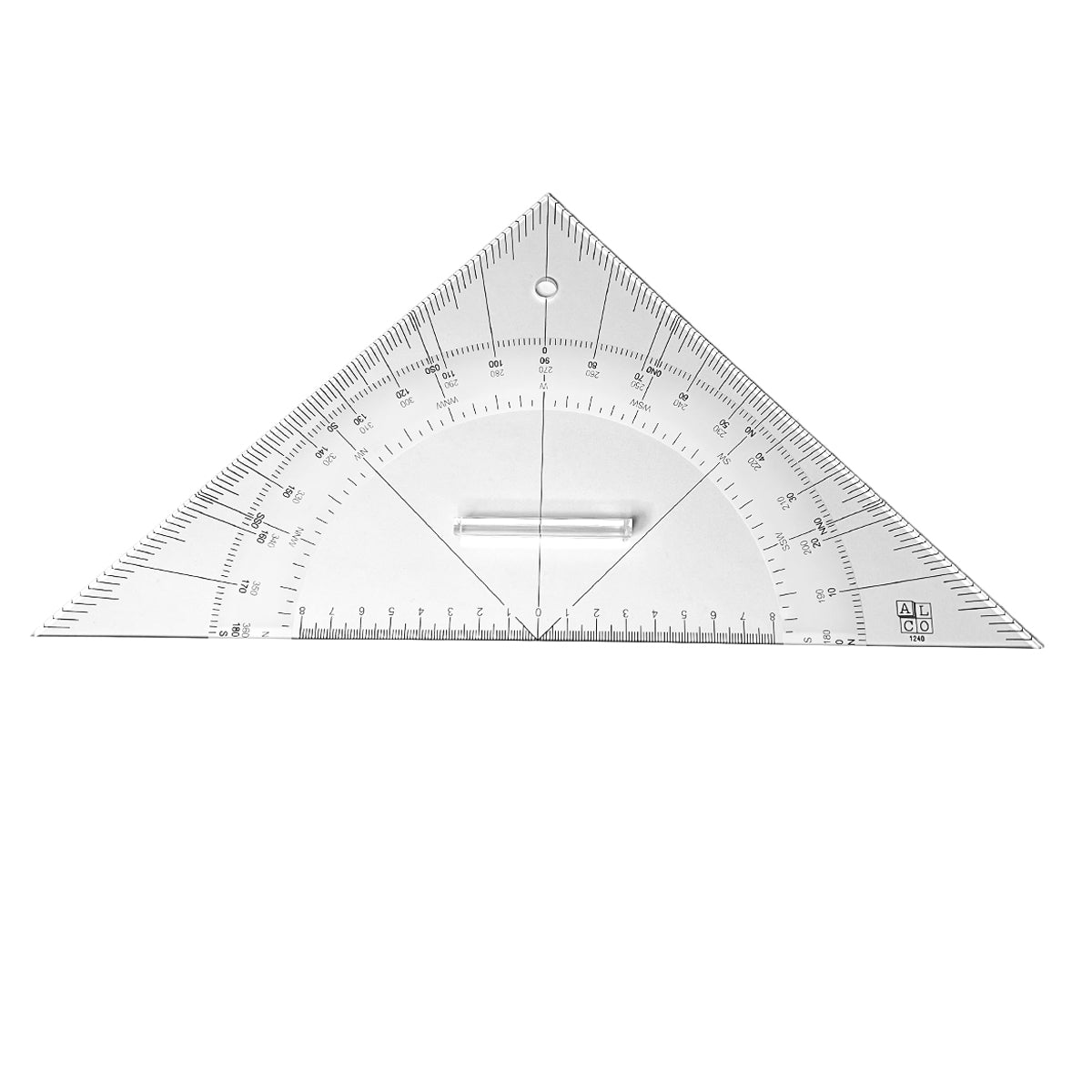 Kursdreieck 335 mm mit klarer Skala und Nullpunkt auf der Hypotenuse